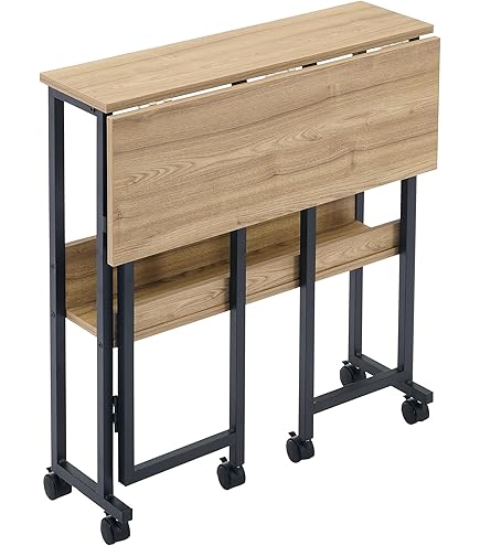 Amazon | 折りたたみデスク、テレワークデスク、本棚付き 幅80 奥行58